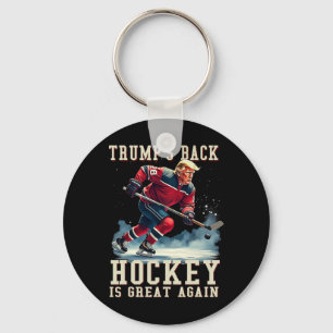 Funny Hockey Trump Player Cool Vintage Ice Hockey  Keychain