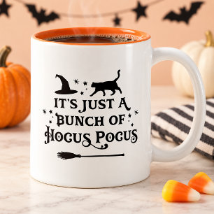 Funny Hocus Pocus Black Cat Witch Halloween Two-Tone Coffee Mug