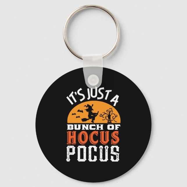 Funny Hocus Pocus Witches Vintage Retro Halloween Keychain (Front)