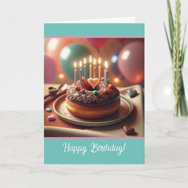Funny "Hole Foods" Birthday Doughnut with Candles Card (Front)