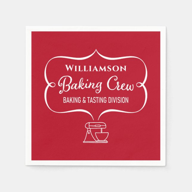Funny Holiday Baking Family Monogrammed Napkin (Front)