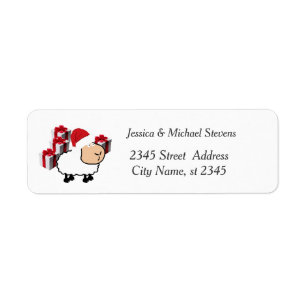 Funny holiday cartoon Santa white sheep