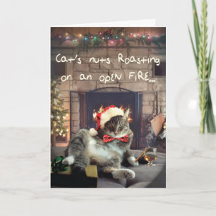 Funny Holiday Cat Card, Cat's Nuts Roasting Card