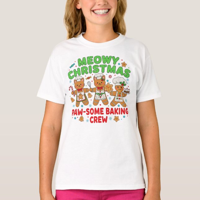 Funny Holiday Cat Cookie Tee" T-Shirt (Front)