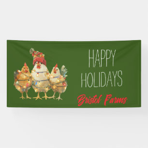 Funny Holiday Chickens Customizable Banner