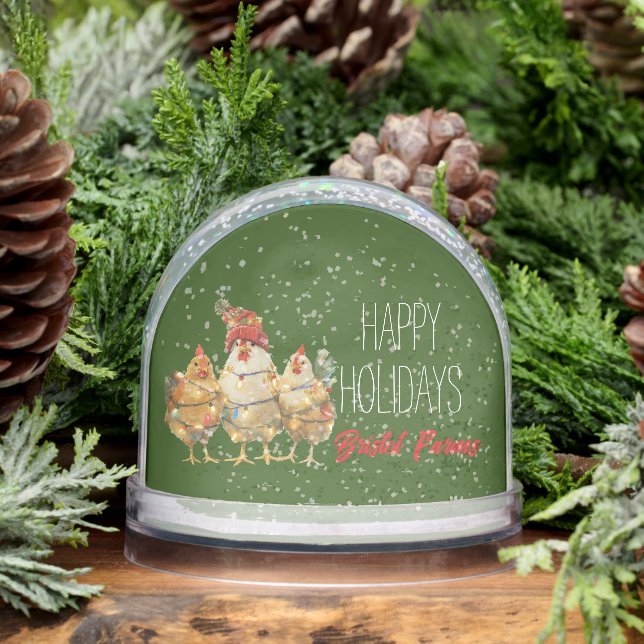 Funny Holiday Chickens Customizable Snowglobe (Winter)