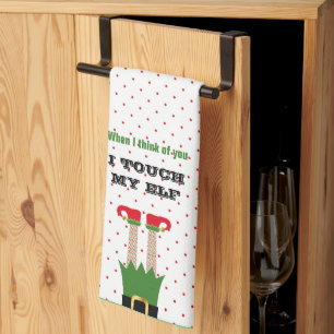 Funny Holiday Christmas Party Elf  Kitchen Towel