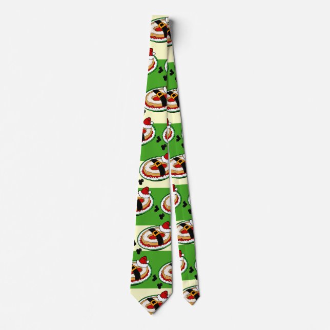 FUNNY HOLIDAY CHRISTMAS SANTA CLAUS STRIPED TIE (Front)