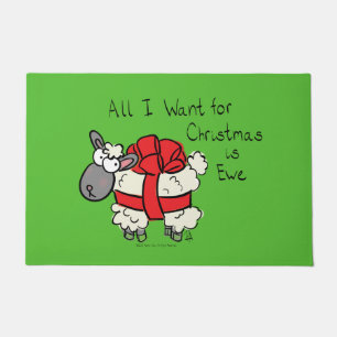 Funny Holiday Cute Sheep Christmas Cartoon Doormat