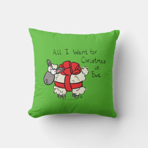 Funny Holiday Cute Sheep Christmas Cartoon Throw Pillow