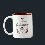 Funny Holiday Don't Stop Believing Christmas Humou Two-Tone Coffee Mug<br><div class="desc">Celebrate this holiday season with style and fun with this "Don't stop believing" mug in a trendy typography design with a cool Santa illustration with sunglasses. Fun white elephant gift for the Journey lover,  or a stocking stuffer to sing along.</div>