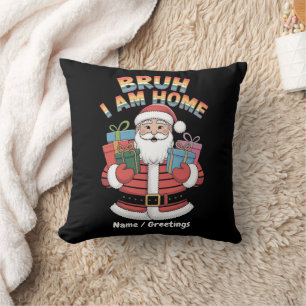 Funny Holiday Gift Bringer Humour Festive Winter Throw Pillow
