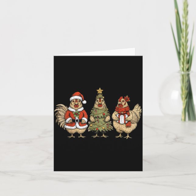 Funny Holiday Hen Christmas Chicken  Card (Front)
