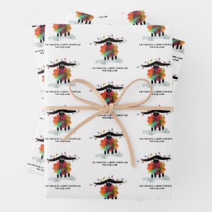 Funny Holiday Sheep with Lights Personalized Wrapping Paper Sheet