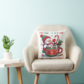 “Funny Holiday – Snowman Meltdown Gift Throw Pillow