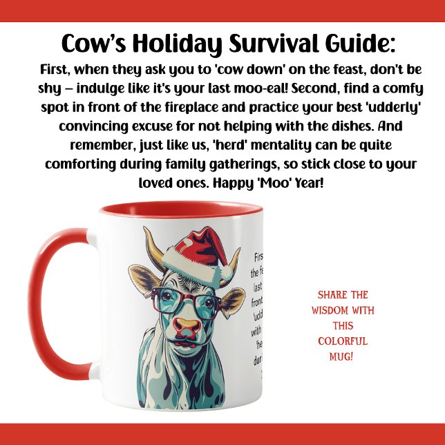 Funny Holiday Survival Tips From A Cow Mug (Creator Uploaded)