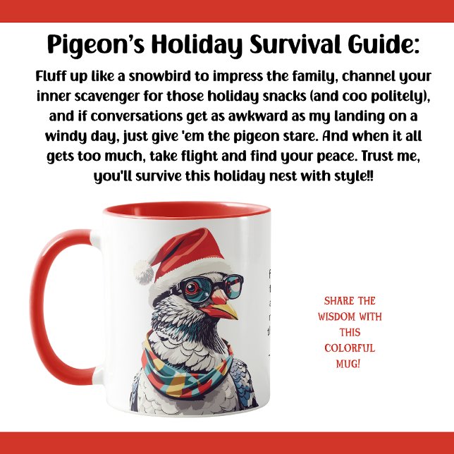 Funny Holiday Survival Tips From A Pigeon Mug (Creator Uploaded)