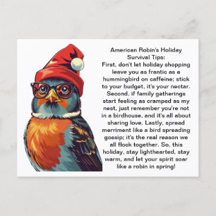 Funny Holiday Survival Tips From An American Robin Postcard