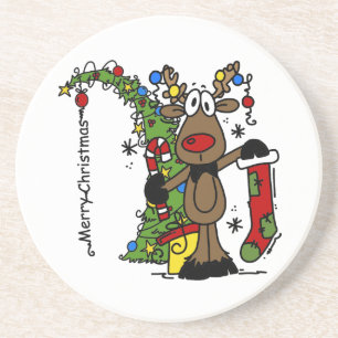 Funny Holidays Merry Christmas Reindeer Coaster