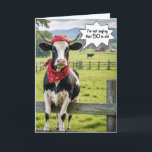 Funny Holstein Cow for 50th Birthday Card<br><div class="desc">A Holstein cow wearing a red bandana is perched on a wooden fence in a lush green pasture for a 50th birthday.</div>