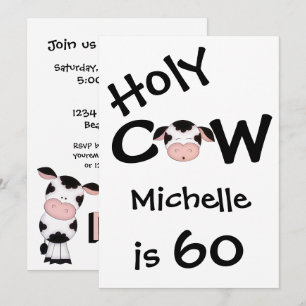 Funny Holy Cow 60th Birthday Party Invitation