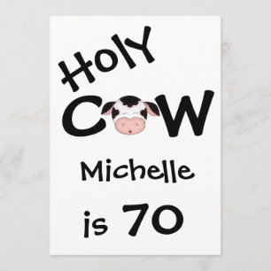 Funny Holy Cow 70th Birthday Party Invitation
