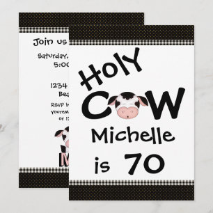 Funny Holy Cow 70th Birthday Party Invitation