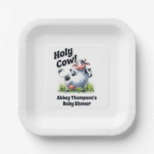 Funny Holy Cow Baby Shower Paper Plate