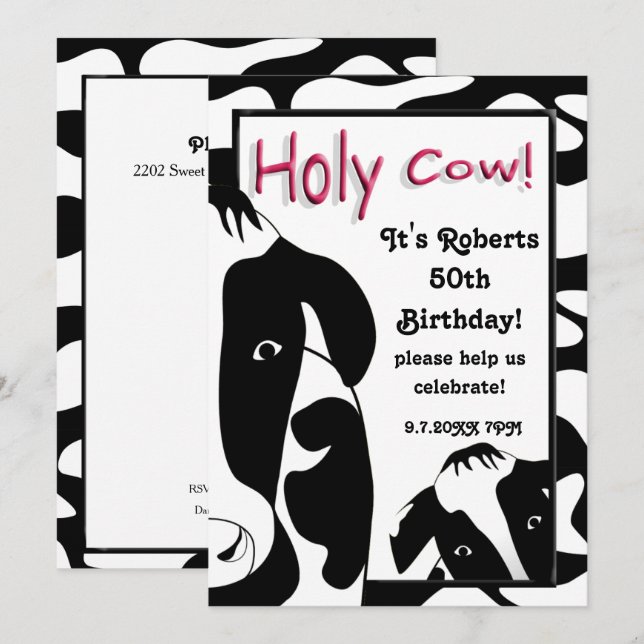 Funny Holy Cow Birthday Party Invite (Front/Back)