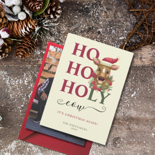 Funny Holy Cow Christmas Photo Holiday Card