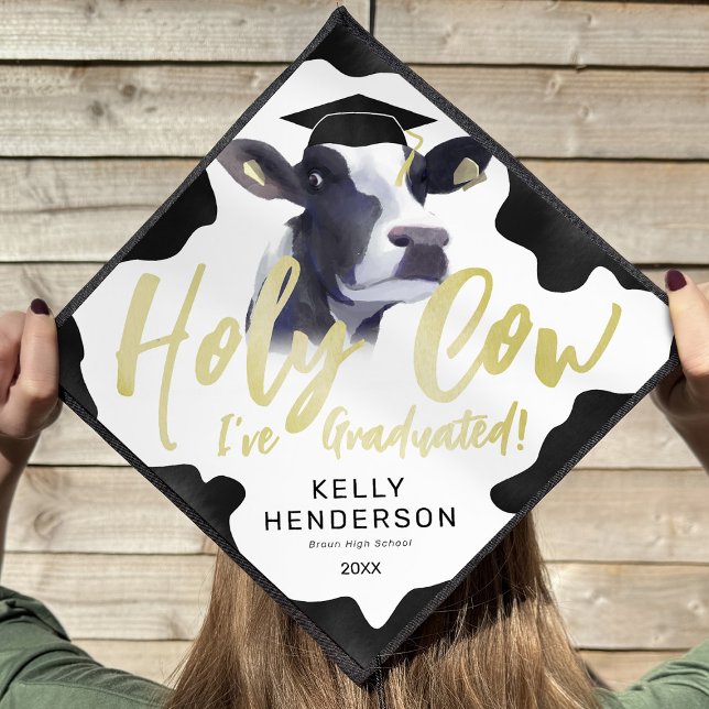 Funny Holy Cow I've Graduated Graduation Cap Topper (Creator Uploaded)