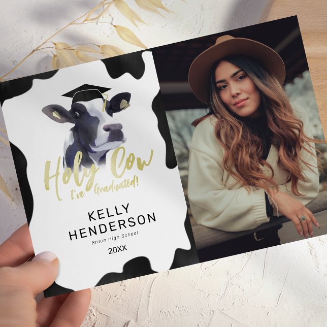 Funny Holy Cow Photo Graduation Announcement (Creator Uploaded)