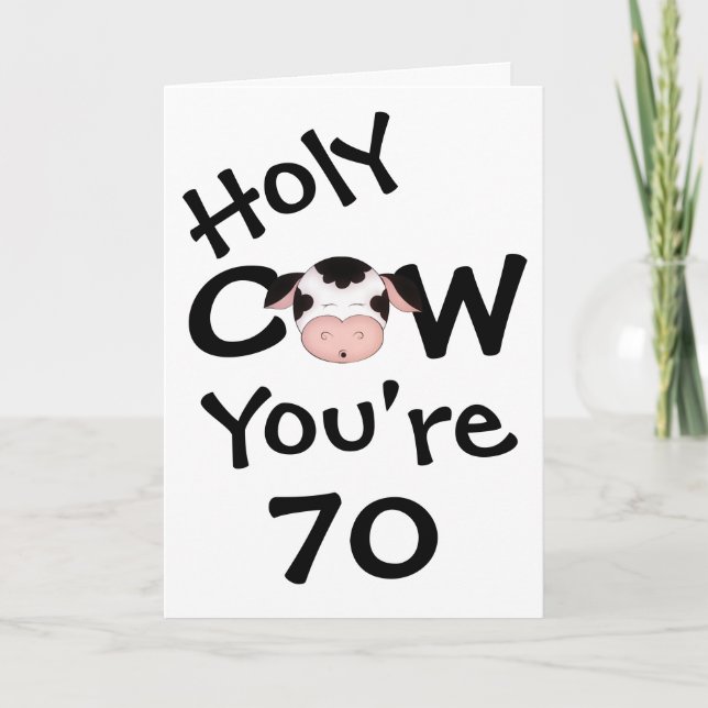 Funny Holy Cow Vous avez 70 Anniversaire Carte de  (Devant)