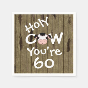 Funny Holy Cow You're 60 Humourous Birthday Napkin