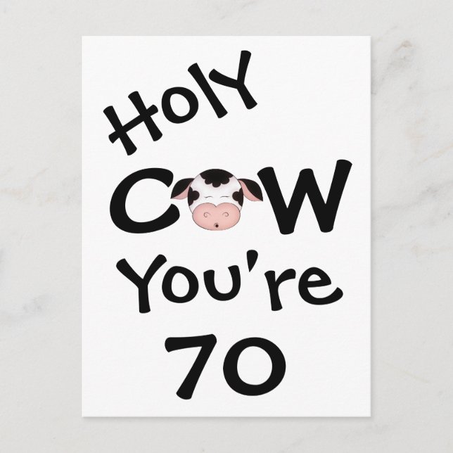 Funny Holy Cow You're 70 Birthday Postcard (Front)