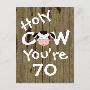 Funny Holy Cow You're 70 Humourous Birthday Postcard