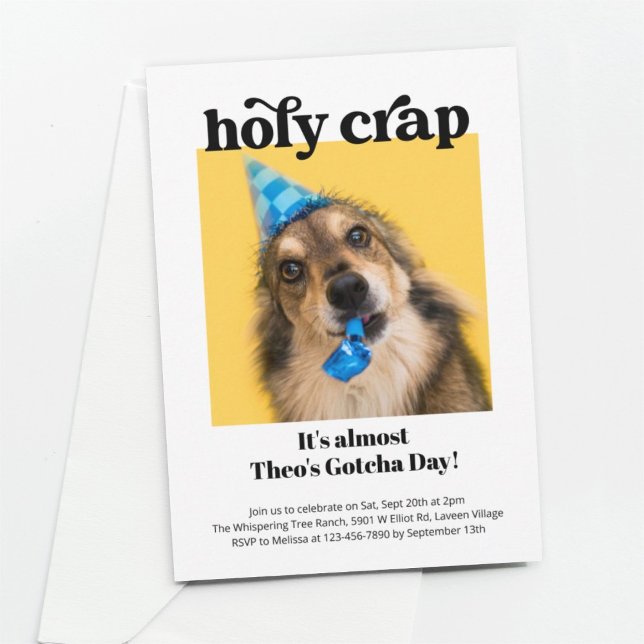 Funny Holy Crap Pet Cat Dog Gotcha Day Invitation (Creator Uploaded)