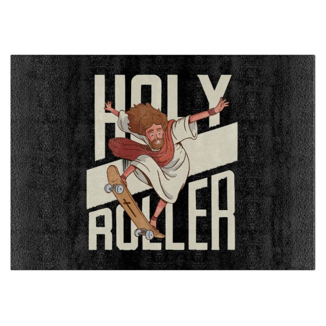 Funny Holy Roller Skateboarding Jesus Cutting Board (Front)