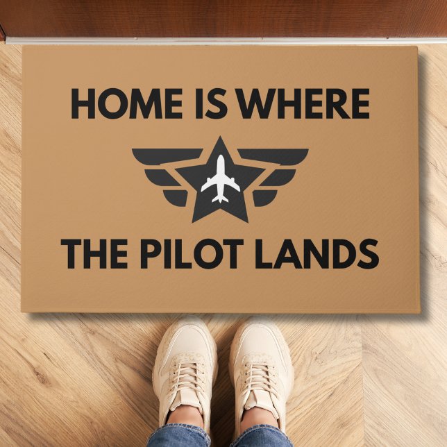 Funny Home Is Where The Pilot Lands Plane Welcome  Doormat (Creator Uploaded)
