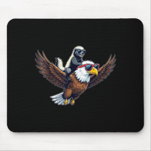 Funny honey badger riding bald eagle sunglasses mouse pad