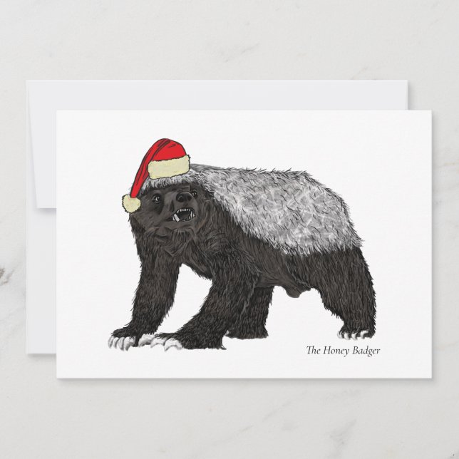 Funny honey badger Santa badass irony Holiday Card (Front)