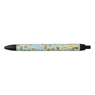 Funny Honey Bear Bottle Squeeze The Day! Pattern Black Ink Pen