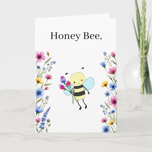 Funny Honey Bee Customizable Text Valentine  Card (Front)