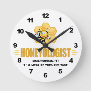 Funny Honey Bee Round Clock
