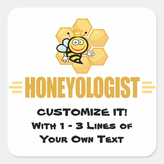 Funny Honey Bee Square Sticker (Front)