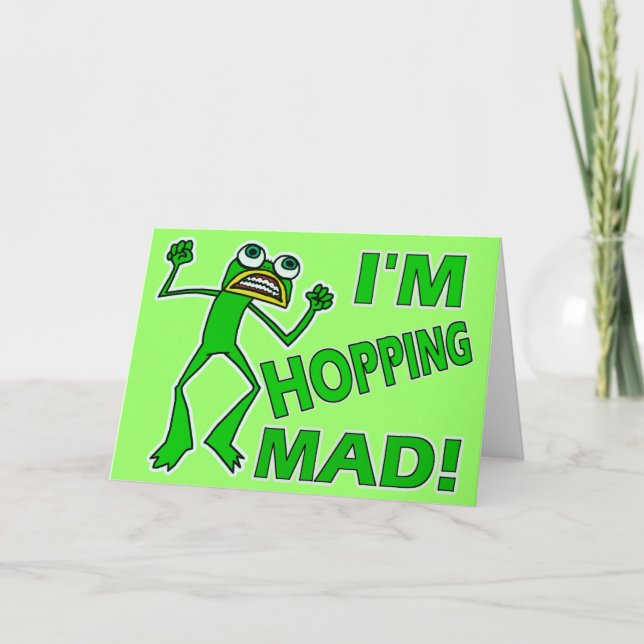 Funny Hopping Mad Frog Pun Card (Front)