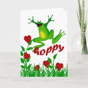 Funny Hoppy Valentine Frog Greeting Holiday Card
