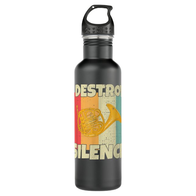 Funny Horn instrument I Destroy Silence for French 710 Ml Water Bottle (Front)