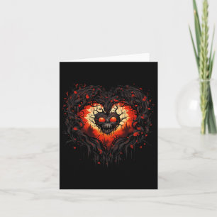 Funny Horror Ghost Red Heart Skull Creepy Hallowee Card