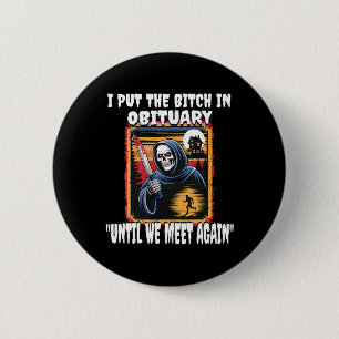 Funny Horror Grim Reaper Costume Adult Men T Shirt 2 Inch Round Button